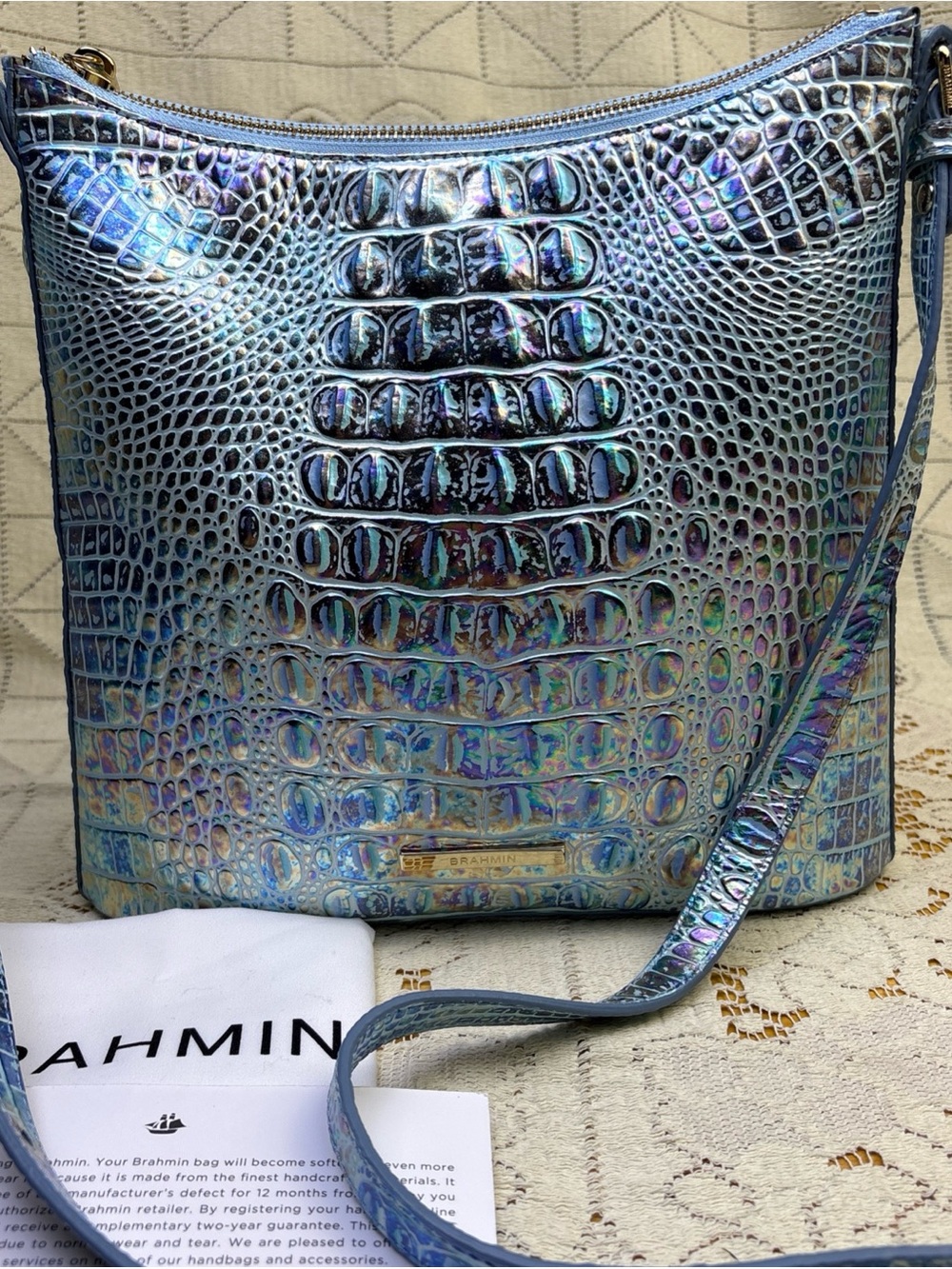 Brahmin Wonderland Katie Melbourne Genuine Leather Iridescent Crossbody Bag